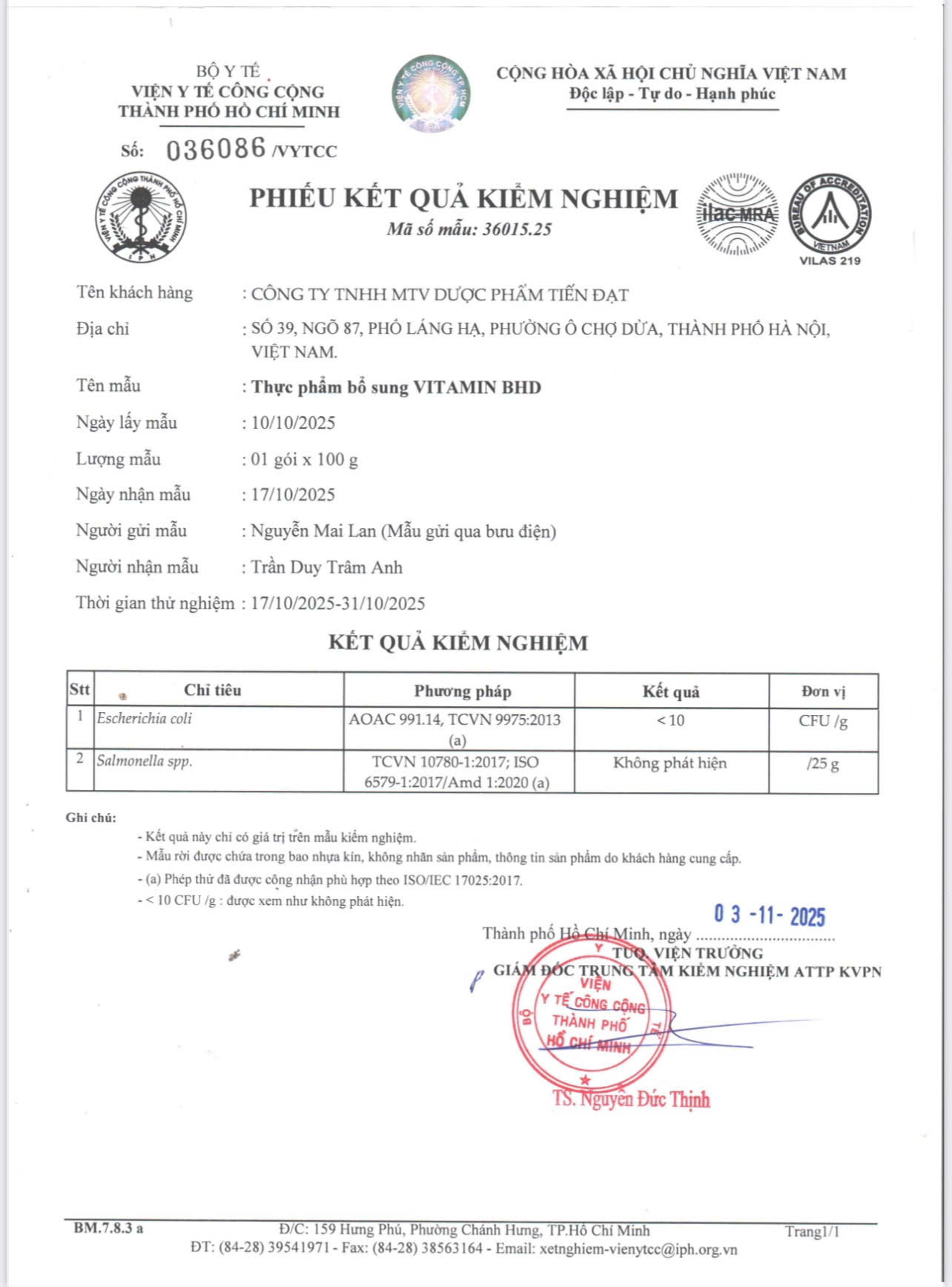 Kiểm nghiệm Bổ Hoàn Dương